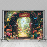 Aperturee - Aperturee Spring Garden Eggs Bunny Floral Gate Easter Backdrop